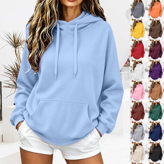 EaseDay Loose-fitting Hoodie Women Long Sleeve Casual Pullover Fleece Sweatshirt Warm Everyday Streetwear Cozy Soft Midweight Pullover Top For Outdoor Sports