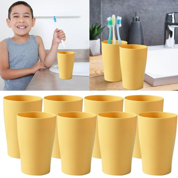 EaseDay Plastic Tumblers, Reusable Unbreakable Drinking Glasses, Stackable Hard Plastic Cups for Kitchen Outdoor Party, Yellow, 8 Pack Bulk