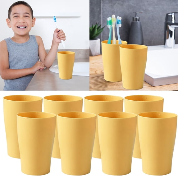 EaseDay Plastic Tumblers, Reusable Unbreakable Drinking Glasses, Stackable Hard Plastic Cups for Kitchen Outdoor Party, Yellow, 8 Pack Bulk