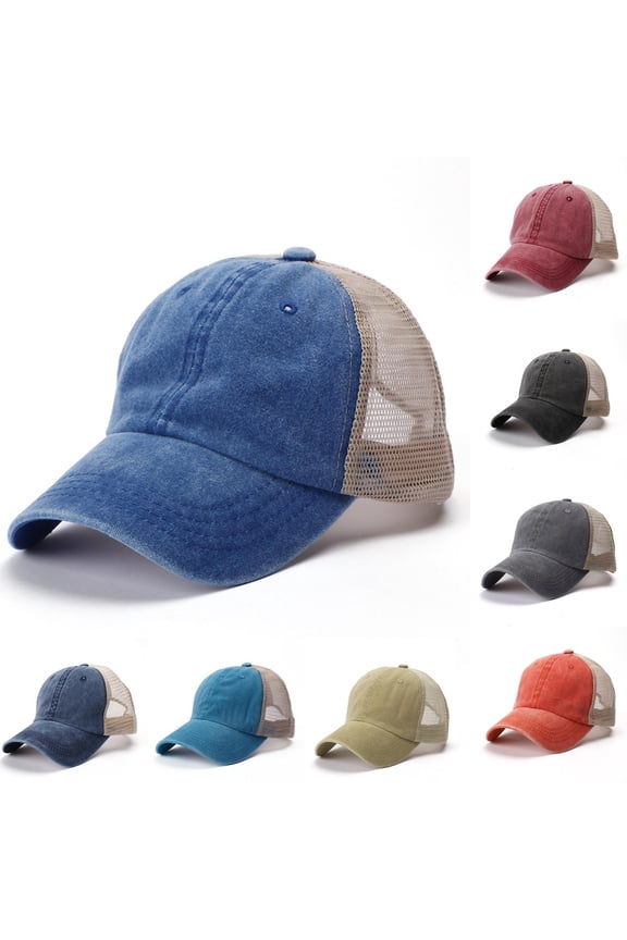 Premium Washed Trucker Hat Unstructured Distressed Pigment Dyed Baseball Cap Adjustable Vintage Style Outdoor Headwear for Men and Women Black