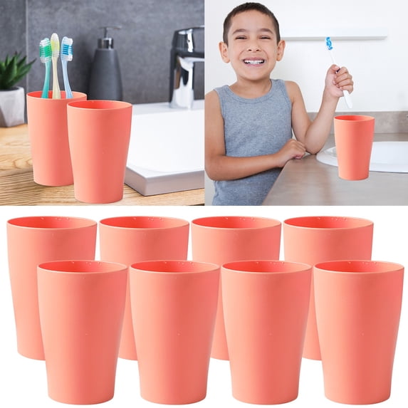 EaseDay Reusable Plastic Cups, Unbreakable Drinking Glasses Set, Stackable Tumblers for Kitchen Juice Water, BPA-Free Dishwasher Safe Pink, 8 Pack