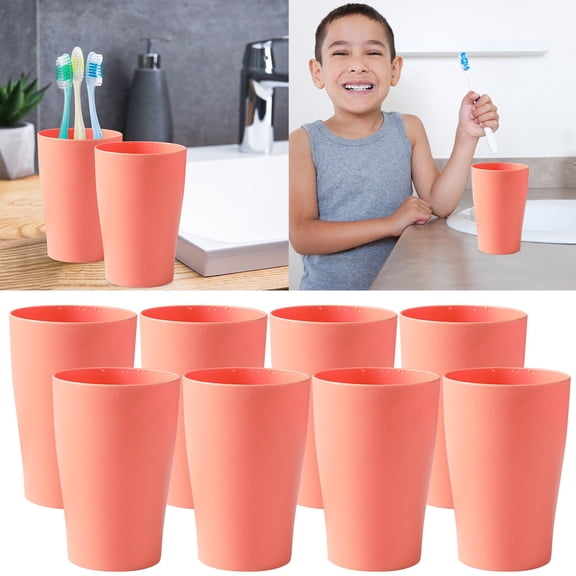 EaseDay Reusable Plastic Cups, Unbreakable Drinking Glasses Set, Stackable Tumblers for Kitchen Juice Water, BPA-Free Dishwasher Safe Pink, 8 Pack