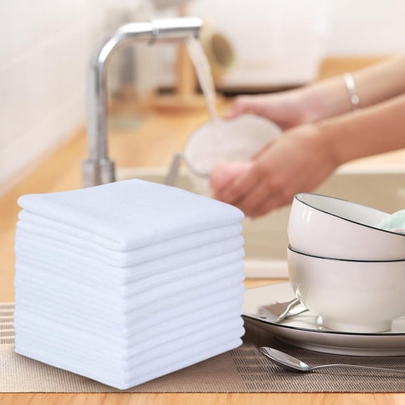 EaseDay Soft Cotton Wash Cloths, High Density Absorbent Face Cloths for Skin Care, Durable White Wash Rags and Hand Towels for Bathroom and Daily Use, 10 Pack