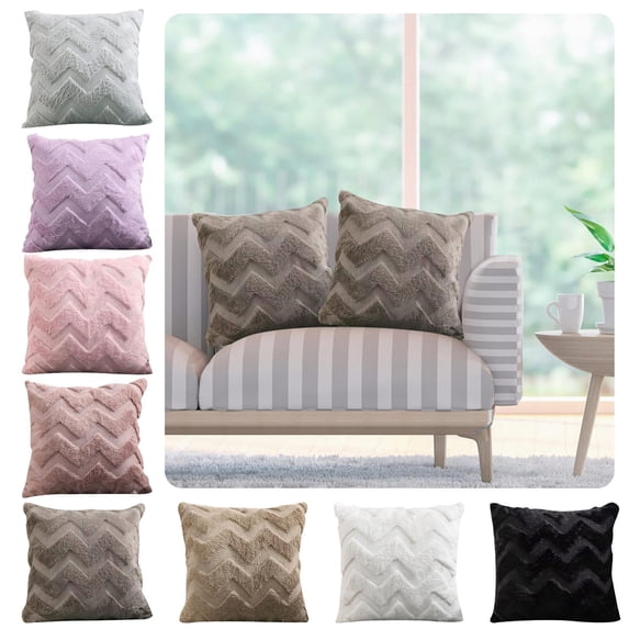 EaseDay Soft Plush Faux Wool Decorative Throw Pillow Covers, 16x16 Inch Square Farmhouse Velvet Couch Pillow Case, Boho Cushion Covers for Home Sofa, 16x16