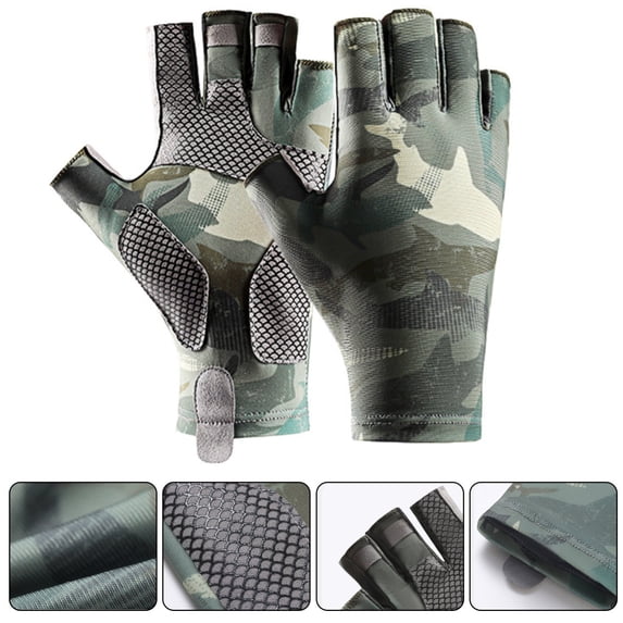 EaseDay Sun Gloves UPF 50+ Fingerless UV Protection Fishing Gloves for Men and Women, Breathable SPF Mitts for Kayaking, Hiking, Rowing and Driving, 1 Pair