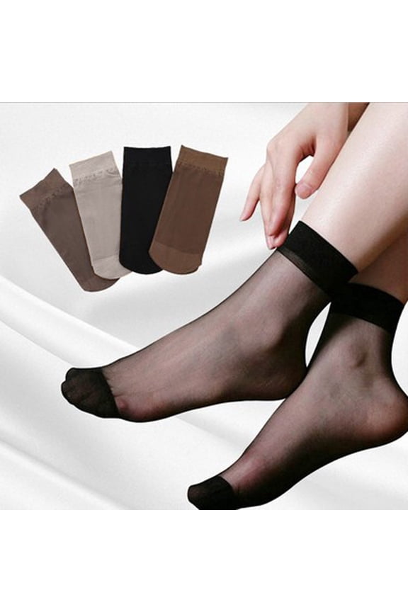Thin Socks Women, Sheer Nylon Ankle Stockings, Cool See Through Silk Dress Socks, Lightweight Transparent Pantyhose Material, 10 Pairs