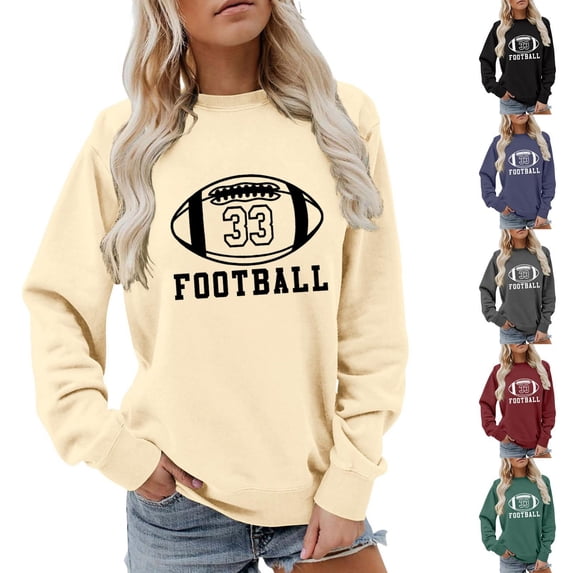 EaseDay Women Game Day Sweatshirt Football Shirt Women Cute Graphic Pullover Long Sleeve Top Casual Loose Fit Soft Fall Football Season Top