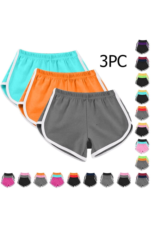 Women's Athletic Shorts 3 Pack, High Waisted Cotton Yoga Dance Shorts with Pockets, Soft Tummy Control Running Biker Shorts for Workout Summer