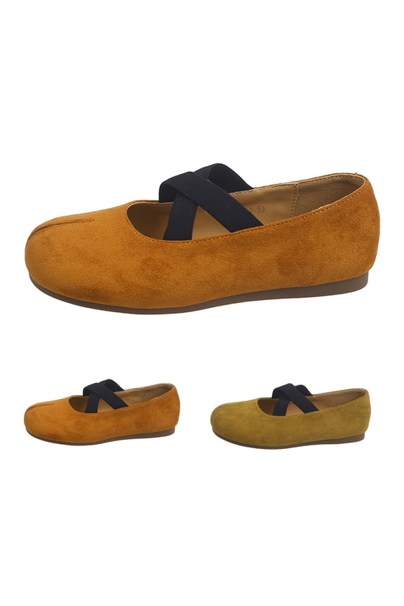 Women's Ballerina Flats Soft Suede Flats For Women With Elastic Cross Straps Lightweight Ballet Flat Shoes Comfortable Dress Flats For Daily Style