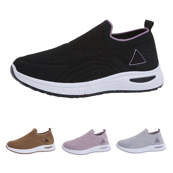 EaseDay Women's Fashion Sneakers Slip On Walking Shoes Lightweight Breathable Knit Mesh Casual Sneakers for Women with Cushioned Sole and Non Slip Rubber Outsole