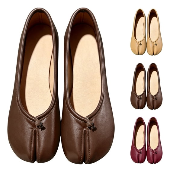 EaseDay Women's Flats Comfortable Ballet Shoes with Soft Faux Leather Upper Minimalist Tabi Split Toe Style Casual Slip On Shoes for Everyday Fashion