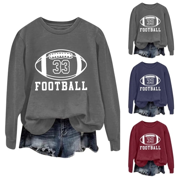 EaseDay Women's Graphic Knit Pullover Football Funny Crewneck Sweatshirt Long Sleeve Casual Game Day Shirt Soft Fall Fashion Top for Everyday Wear