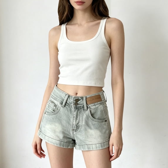 EaseDay Women's Jean Shorts, Low Rise Stretchy Denim Mini Shorts, Y2k Trendy Micro Jorts, Summer Casual Distressed Short Jeans for Concert Outfits