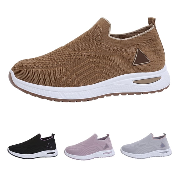 EaseDay Women's Slip On Sneakers Lightweight Walking Shoes Breathable Knit Fashion Sneakers for Women Casual Tennis Shoes with Cushioned Sole and Non Slip Traction