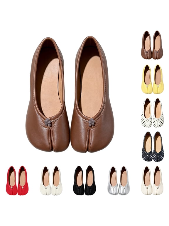Women's Tabi Flats Split Toe Ballet Flat Shoes Soft Leather Look Comfortable Casual Shoes For Women Office Work Travel And Daily Wear
