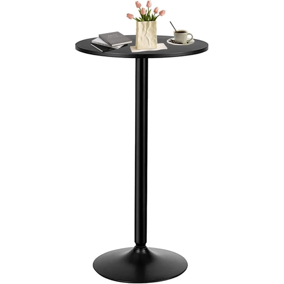 Easeen 24" Round Adjustable Bar Table, 2-in-1 Cocktail Pub Bistro Table, 40"/22" Convertible Height, Sturdy Metal Base, Black