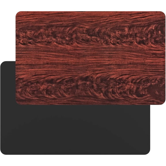 Easeen 30"x48" Reversible Laminate Table Top, Black/Mahogany, Commercial Grade, Indoor Rectangular