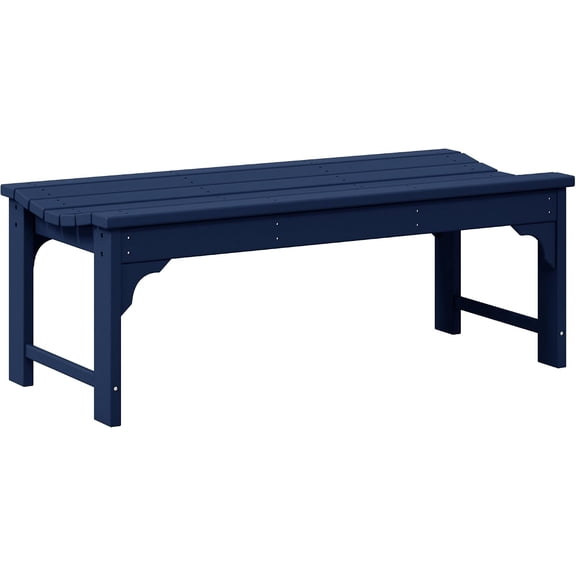 Easeen 46" Navy Blue Backless HDPE Adirondack Bench, All-Weather Poly Lumber Seat for Patio, Deck & Balcony, UV Protected