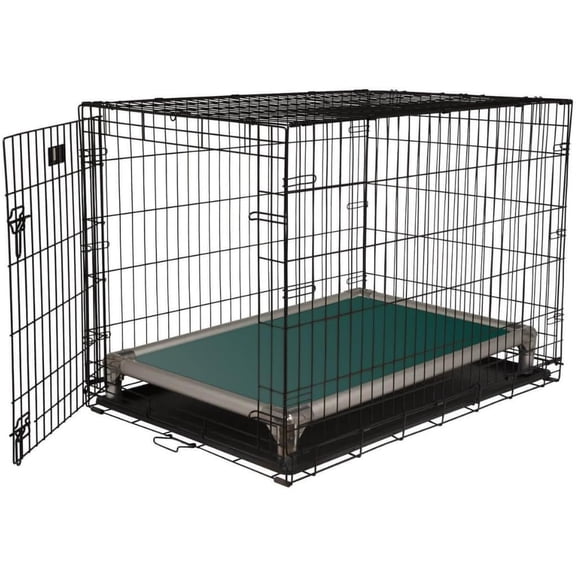 Easeen Chewproof Elevated Dog Crate Bed, Aluminum Frame, Vinyl, 40"x25", Forest Green