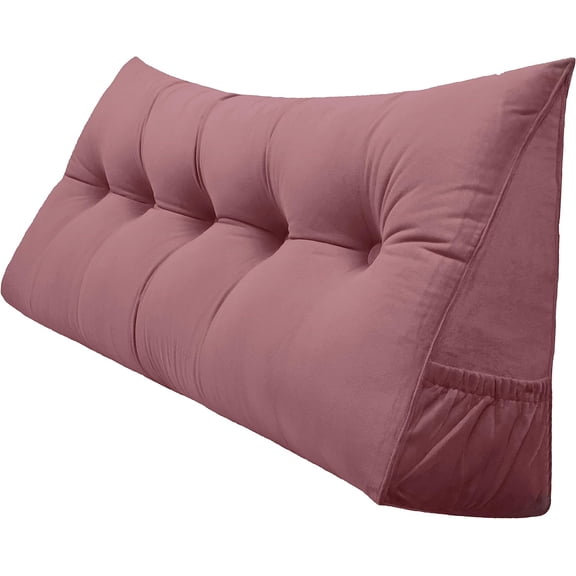 Easeen King Size Headboard Pillow - Wedge Support Bolster Cushion for Bed Rest, Pink, 78"x8"x20", with Pockets