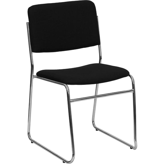 Easeen Series 500 lb. Capacity Black Fabric Stacking Chair, Chrome Sled Base, Commercial Grade