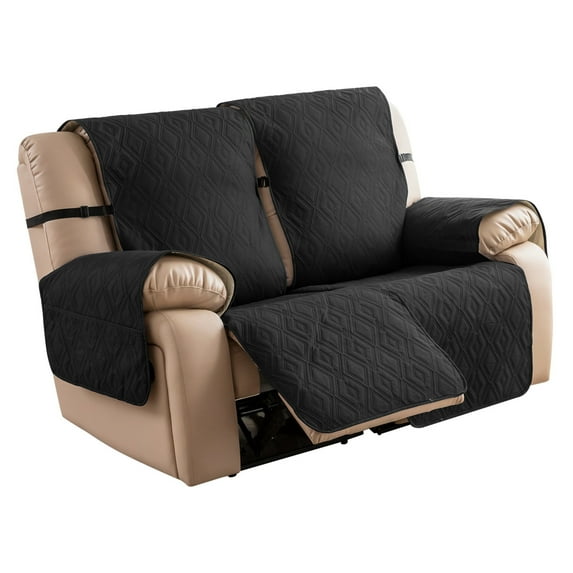 Lavish Cover Luxe Waterproof & Non-Slip Recliner Chair Cover, Washable Funiture Protectors for Kids, Pets(2-Seater, Black)