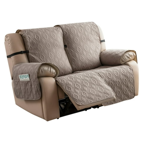 Lavish Cover Luxe Waterproof & Non-Slip Recliner Chair Cover, Washable Funiture Protectors for Kids, Pets(2-Seater, Gray Brown)