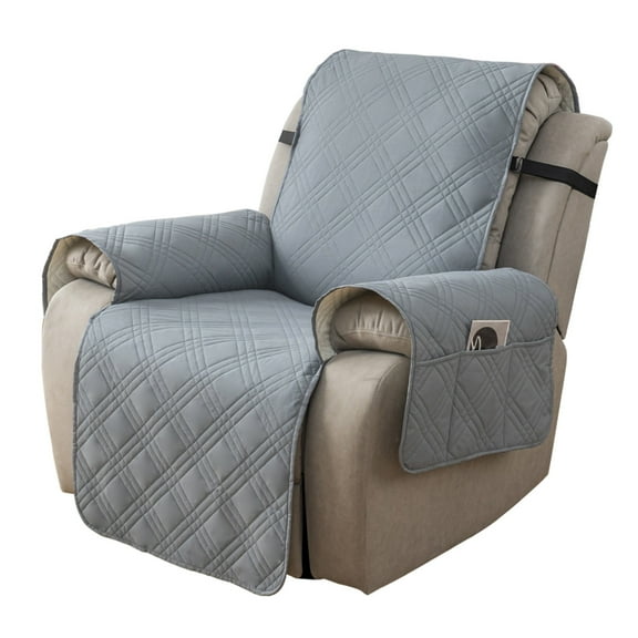Lavish Cover 100% Waterproof Recliner Chair Cover, 1 Piece Non-Slip Recliner Chair Slipcovers, Washable Furniture Protector with Pockets & Elastic Straps for Kids Pets, 28 inch, Light Gray
