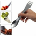 thumbnail image 1 of Easeky 2-Piece Titanium Spork Utensil Combo, 3-In-1 Fork And Spoon for Outdoor, Picnic, And Camping, Polished Surface, Non-Corrosive, Dishwasher Safe, Lightweight And Durable, 2X Spoons, 1 of 3