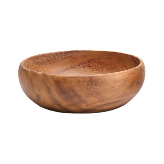 Easeky 20X7.5Cm Medieval Sizes Round Acacia Larp Wood Wooden Bowl Various, Hand-Carved Serving Bowl for Salad, Fruit, Rustic Wedding & Farmhouse Table, Food-Safe Glaze, 1X Wooden Bowl