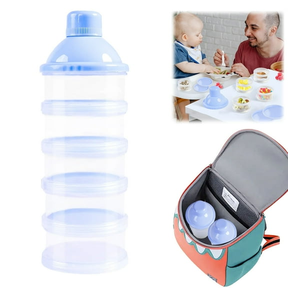 Easeky Baby Formula Dispenser, Multifunctional Travel Formula Container - Blue, Portable Baby Feeding