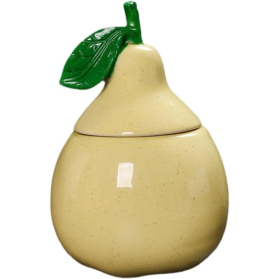Easeky Ceramic Pear Shaped Tea Canister with Lid, Decorative Airtight Kitchen Jar for Coffee Sugar Flour Candy Storage, Creative Vintage Countertop Organizer Gift for Home & Café, 1*Tea Can