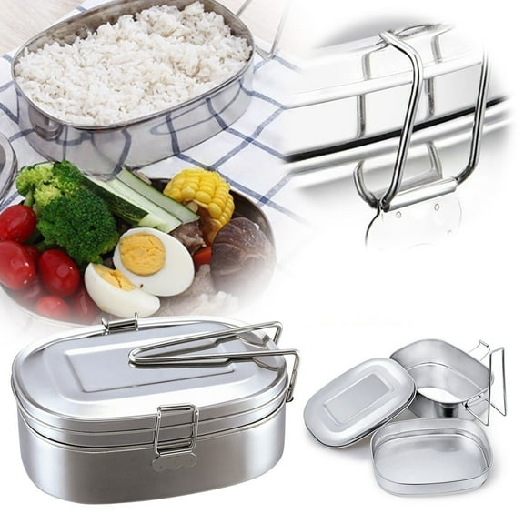 Easeky Double Layer Stainless Steel Food Container with Lid, 304 Airtight Leakproof Lunch Box, Smell-Proof Bento for Work office Travel, Stackable Design, Lunch Box*1 Piece