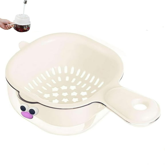 Easeky Dual-Layer Draining Basket with Handle, Small Colander Berry Washer Watermelon Bowl, Plastic Kitchen Sink Strainer for Salad Prep, 1 Drain Basket
