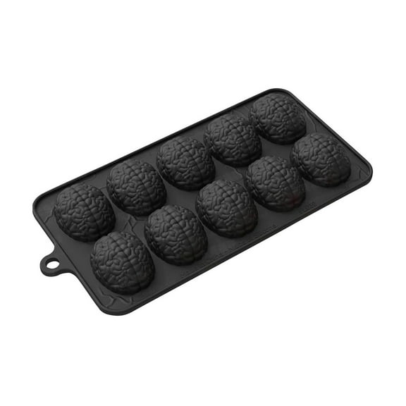 Easeky Halloween Skeleton Brain Silicone Mold, 10-Cavity Mold for Cake, Cupcake, Candy, Jelly, And Ice, Spooky Baking Decor for Themed Parties, 1X Brain Cake Mold