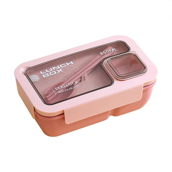 Easeky Leak-Proof Bento Lunch Box 850 Ml, Microwave-Safe Meal Prep Container with Divider & Fork, Travel Picnic Work Food Storage, Compact Reusable Lunch Kit