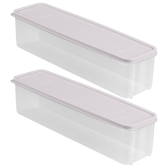 Easeky Long Pasta & Grain Storage Container 12 in – Airtight Plastic Noodle Box with Measuring Lid, Fridge & Pantry Organizer for Spaghetti, Rice, Cereal, Pet Food, 2Pc Food Storage Box