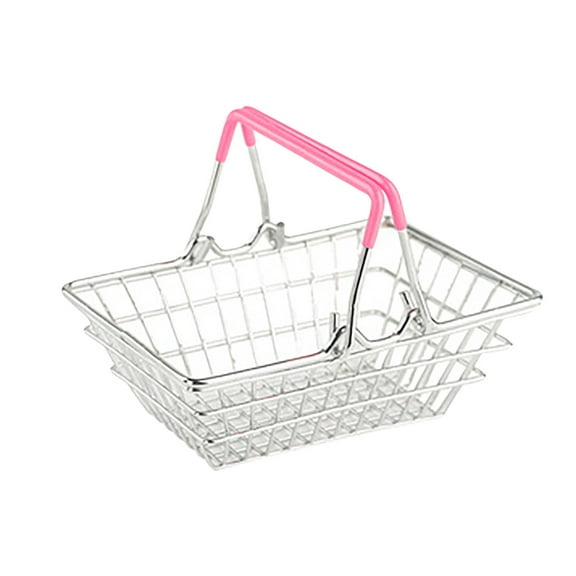 Easeky Mini Shopping Basket French-Fry Server, 5.7X3.7-Inch Stainless Steel Snack Holder, Reusable Novelty Tableware for mans Meals & Party Food Display, 1*Trolley