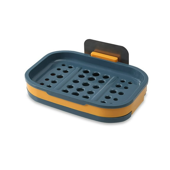Easeky Self-Adhesive Soap Dish for Shower Wall, Drainage Bar Soap Holder Tray, Rust-Proof Plastic Basket for Bathroom Kitchen Sink, Stick-On Mount No Drill, Fits 4ā Soap Bar, Soap Box