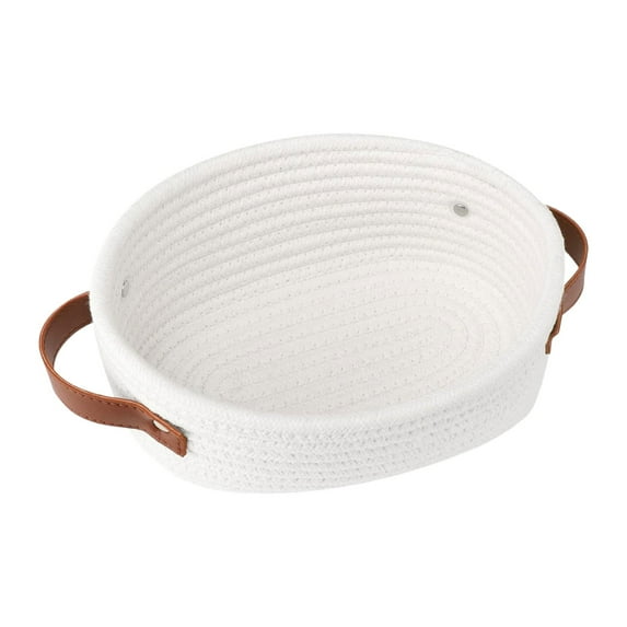 Easeky Small Woven Cotton Rope Basket, Decorative Storage Bin with Handles, Nursery & Bathroom Organizer, Foldable Gift Basket for Easter, teen-Shower, Shelf, Closet, Entryway, 1*Woven Basket