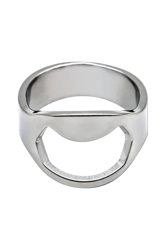 Stainless Steel Thumb Ring Bottle Opener, Portable Beer Bottle Opener Tool, Bar Gadget for Bartenders, Party Favor Gift, 1X Finger Ring Bottle Opener