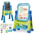 thumbnail image 1 of Easel for Kids, 4 in 1 Double Side Magnetic Chalk Board with Painting Accessories, Adjustable Standing Art Easel for Toddler, Kids Art Easel for Boys Girls Birthday Gift - Blue, 1 of 9