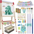 thumbnail image 1 of Easel for Kids,Adjustable Wooden Art Easel for Toddlers,114+ Art Supplies,Double Sided Magnetic Chalkboard and White Board for Kid,Drawing and Painting for Aged 2-4,5-7,8-12,with 2 Paper Rolls, 1 of 7