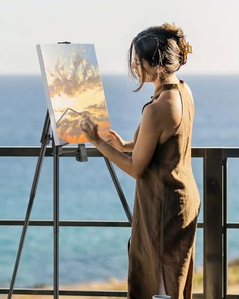 KraftGeek Portable Artist Easel Stand - Adjustable 19.8" To 65", Folding Aluminum, With 1/4-20 Mount For Tablets & Phones