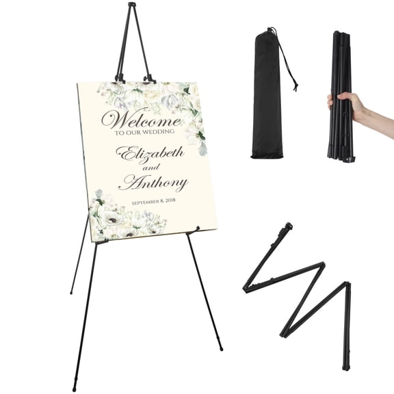Easel Stand for Display, Sturdy Metal Folding Painting Easel, Adjustable & Portable Art Tripod with Carry Bag for Wedding Signs, Posters, Canvas, 14.6x66.3"