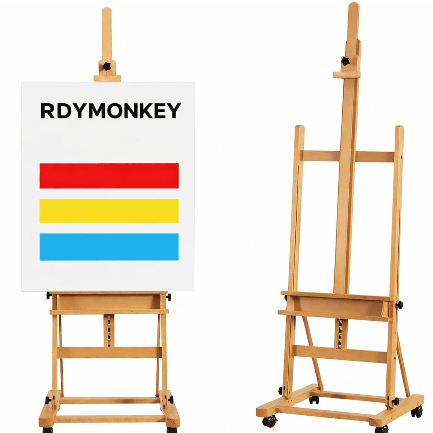 Easel Stand for Painting and Display, Adjustable H Frame Floor Art Easel for Drawing, Heavy Duty Beech Wood Hold Canvas up to 146", 4 Wheels & Storage Tray - Professional for Sign, Studio