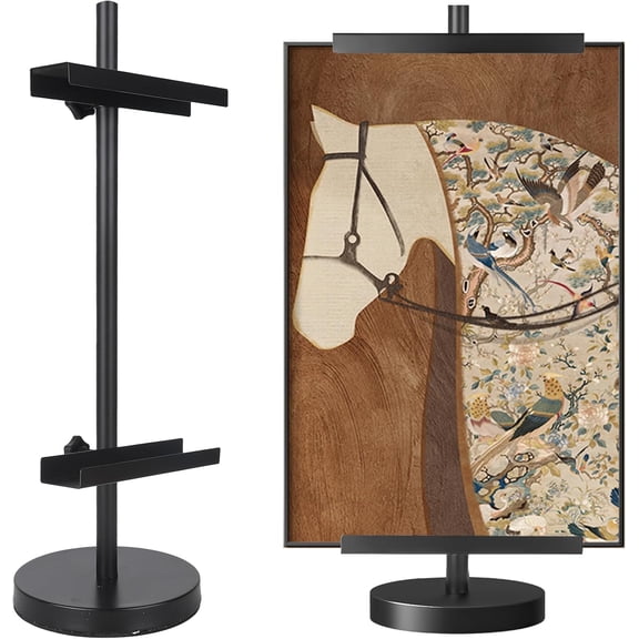 Easel Stand for Sign-Heavy Duty Tabletop Display Easel, Adjustable 28" Metal Picture Frame Wedding Signs, Art, Photos, French Style Table Top Plate Stands (Black)