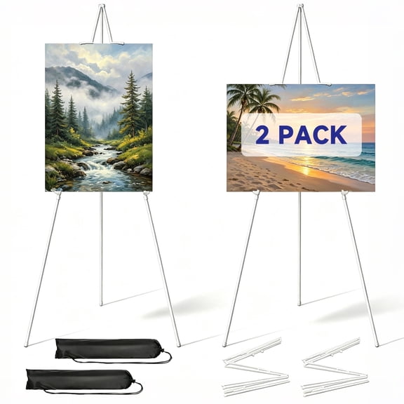 DQQKMM  Easel Stand for Display, 2PCS Adjustable 66'' Foldable Art Easel for Painting, Crafts, Banner(white)