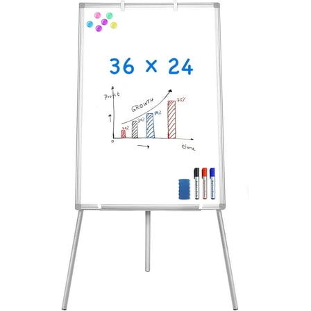 Easel Whiteboard - Maxtek Magnetic Portable Dry Erase Board 36 x 24, Tripod Height Adjustable, Flipchart Easel Stand White Board for Office or Teaching at Home & Classroom