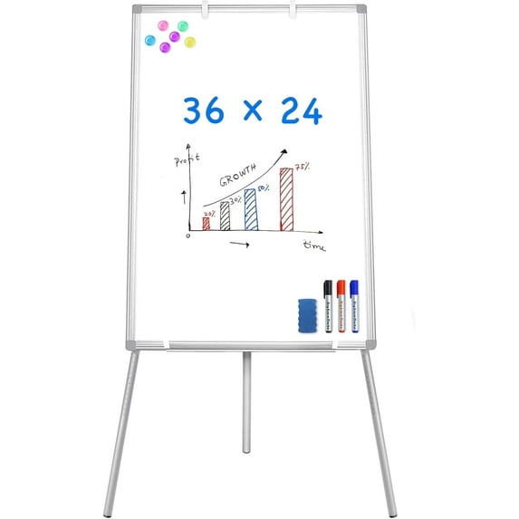 Easel Whiteboard - Maxtek Magnetic Portable Dry Erase Board 36 x 24, Tripod Height Adjustable, Flipchart Easel Stand White Board for Office or Teaching at Home & Classroom